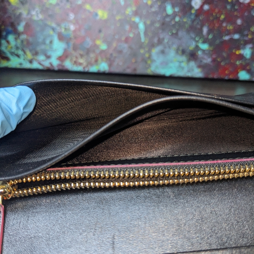 BULGARI Rare Roma Long Wallet Pink Graphic Herringbone Fabric & Leather - Picture 6 of 6